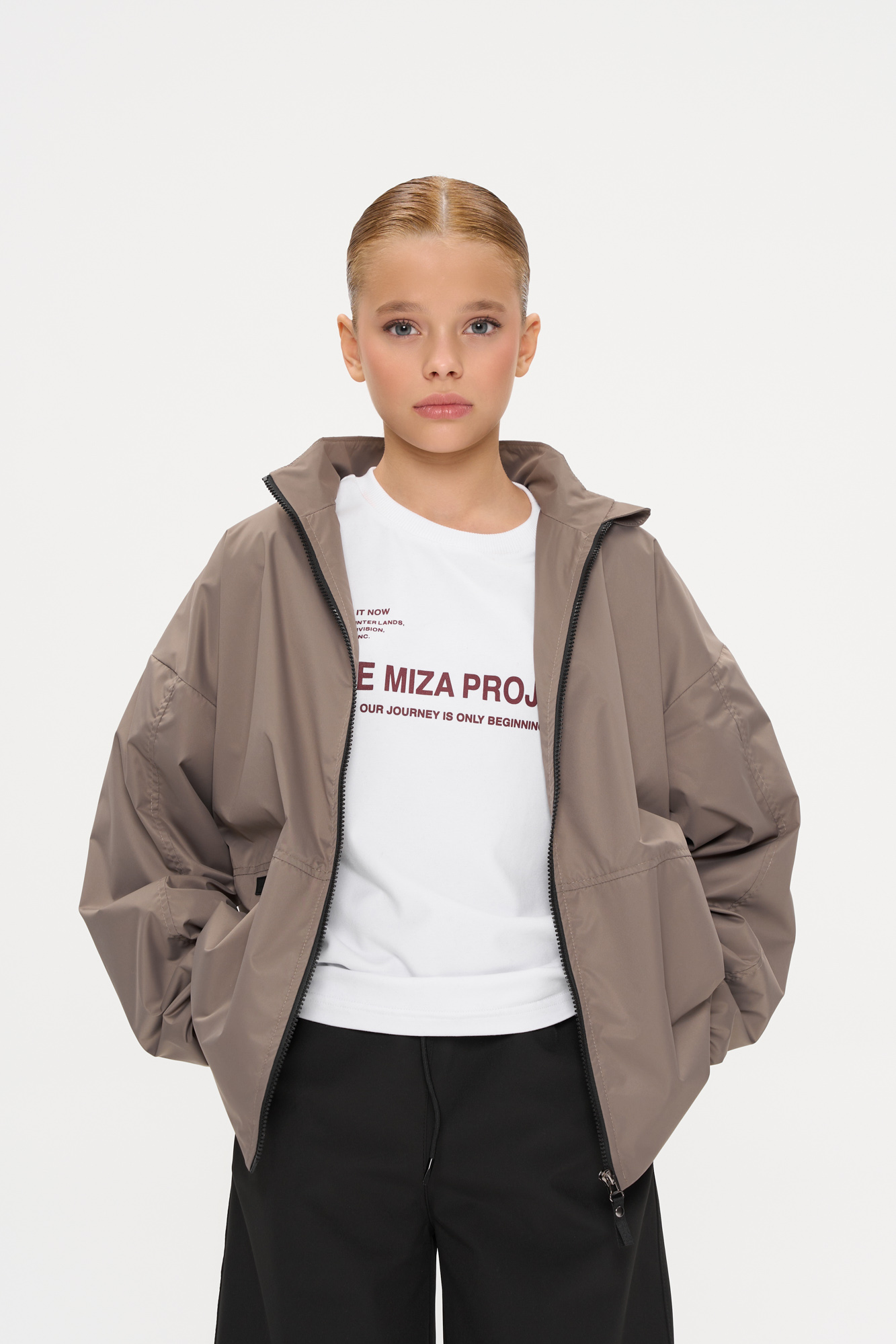 Ветровка с воротником-стойкой (140 мокрый асфальт)