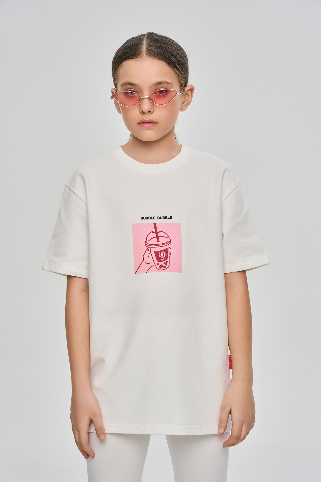 Футболка Teens street (134 молочный/розовый)