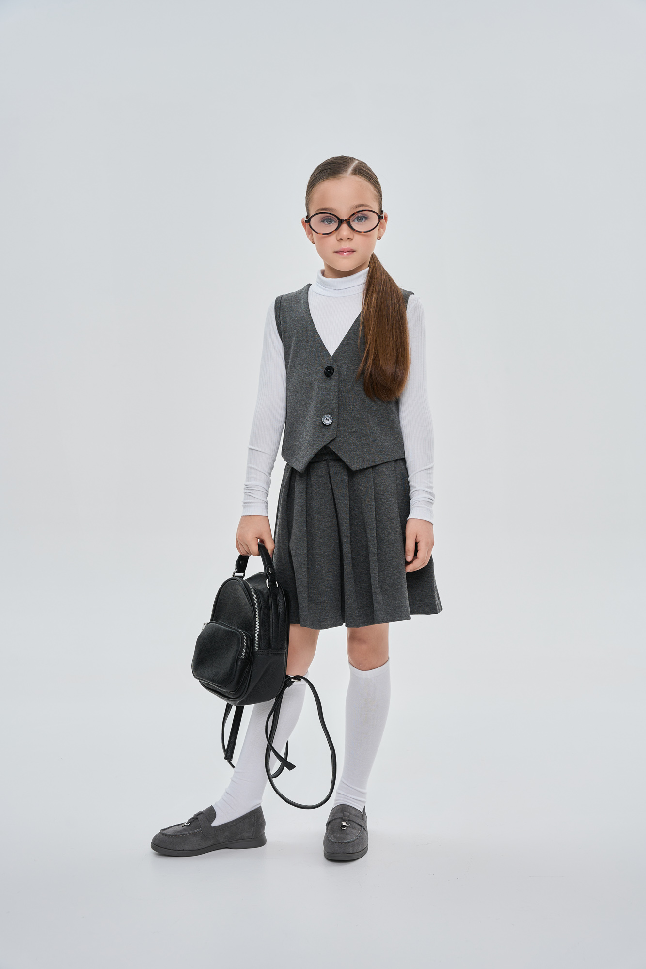 Юбка со складками (122 серый)