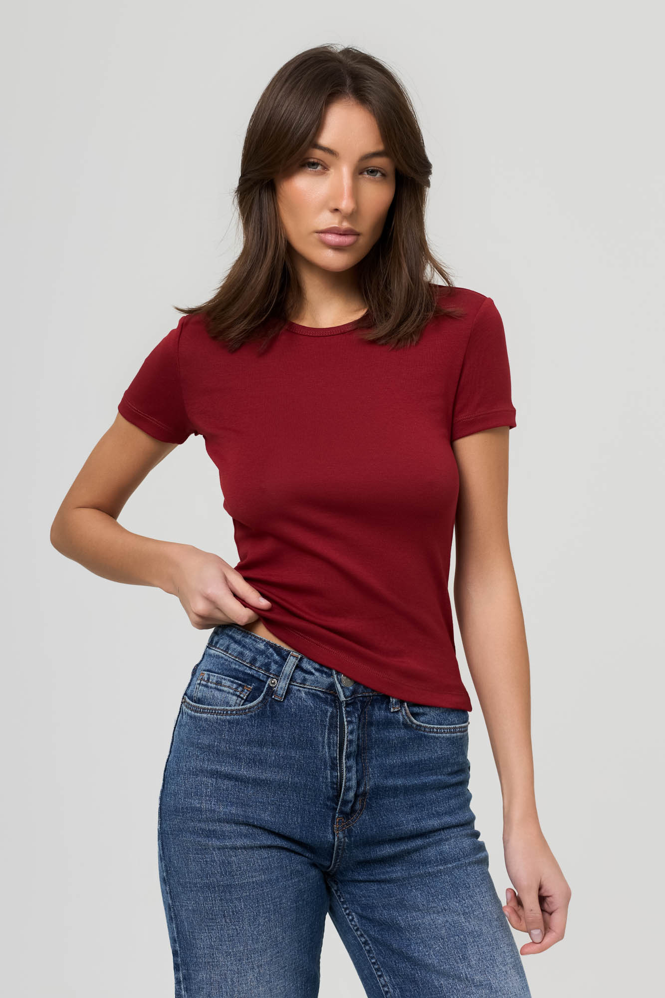 Футболка силуэта Slim (46 бордовый)