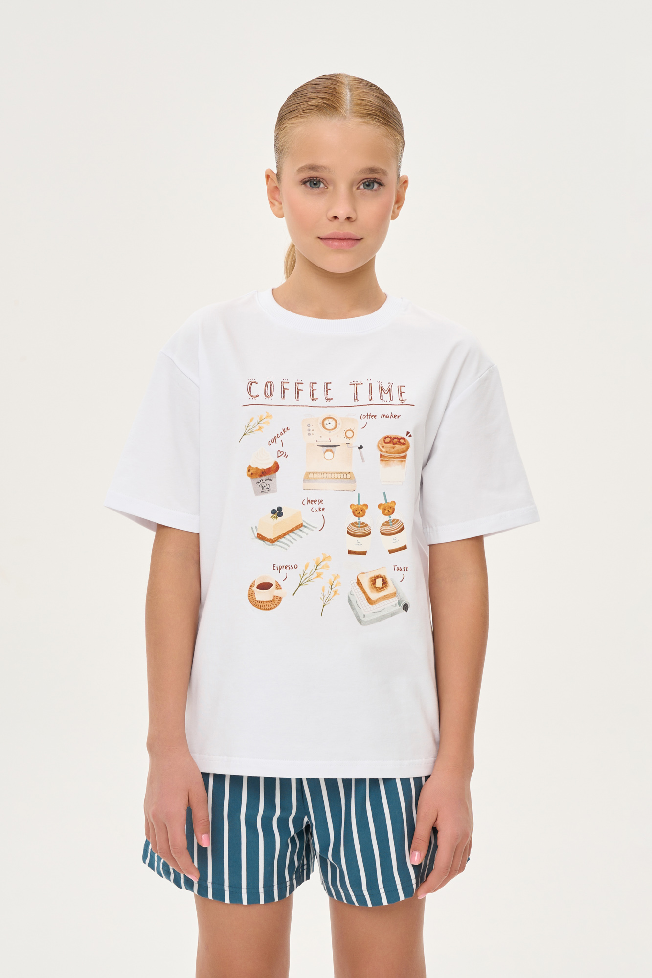 Комплект COFEE TIME с шортами (134 синий)