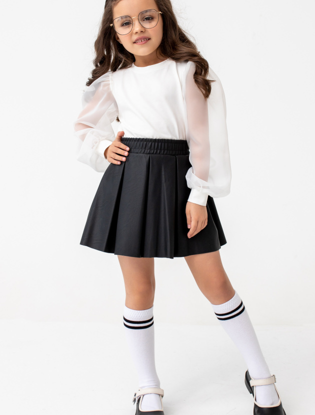 Юбка со складками из эко-кожи