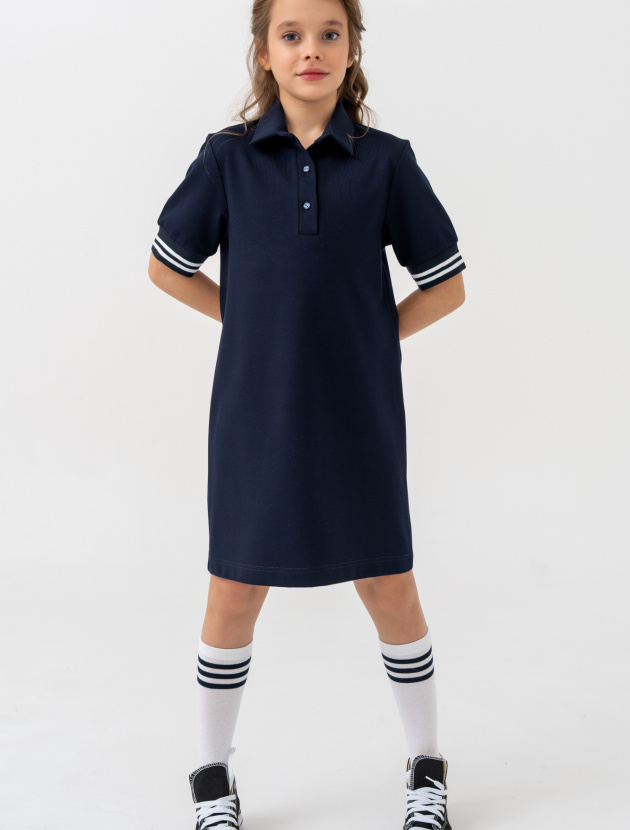 Платье-поло с отделочными манжетами