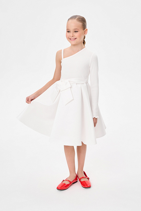 Платье комбинированное с ассимитричным верхом