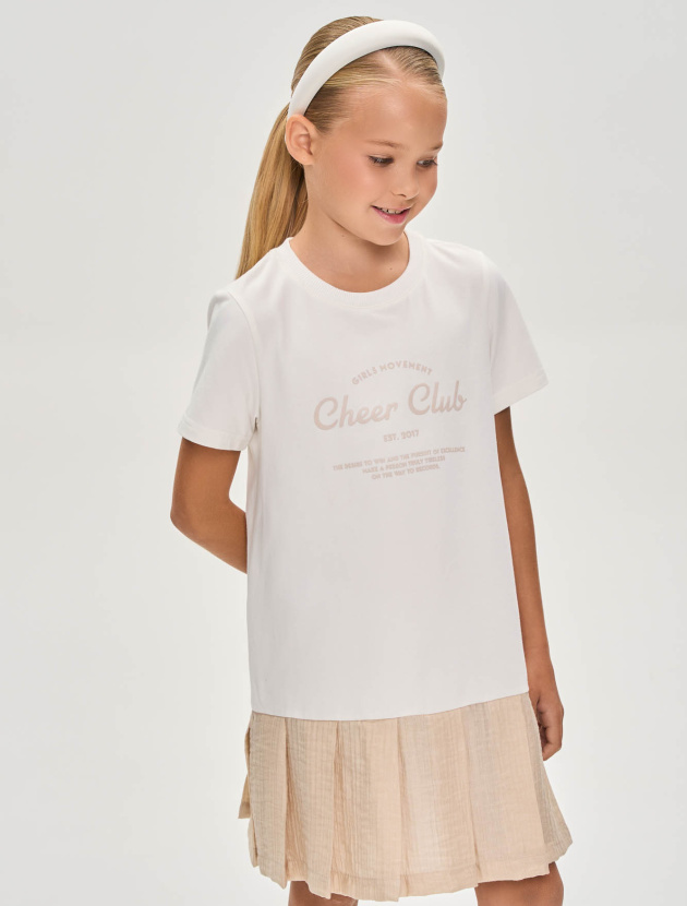 Платье с юбкой со складками