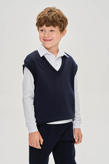 Рубашка-поло с длинным рукавом из фактурного трикотажа