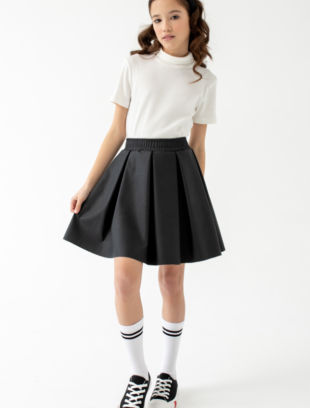 Юбка со складками из эко-кожи