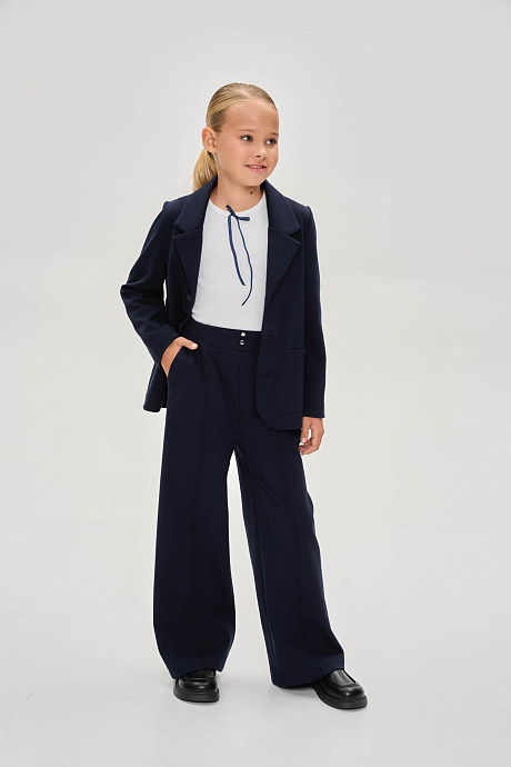 Брюки палаццо с декоративной стрелкой