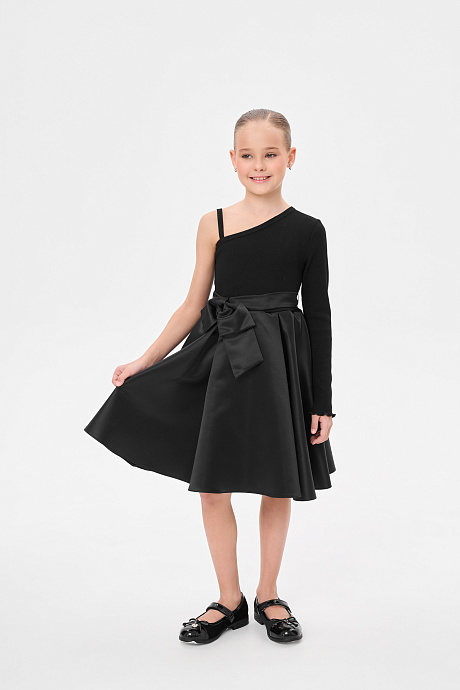 Платье комбинированное с ассимитричным верхом